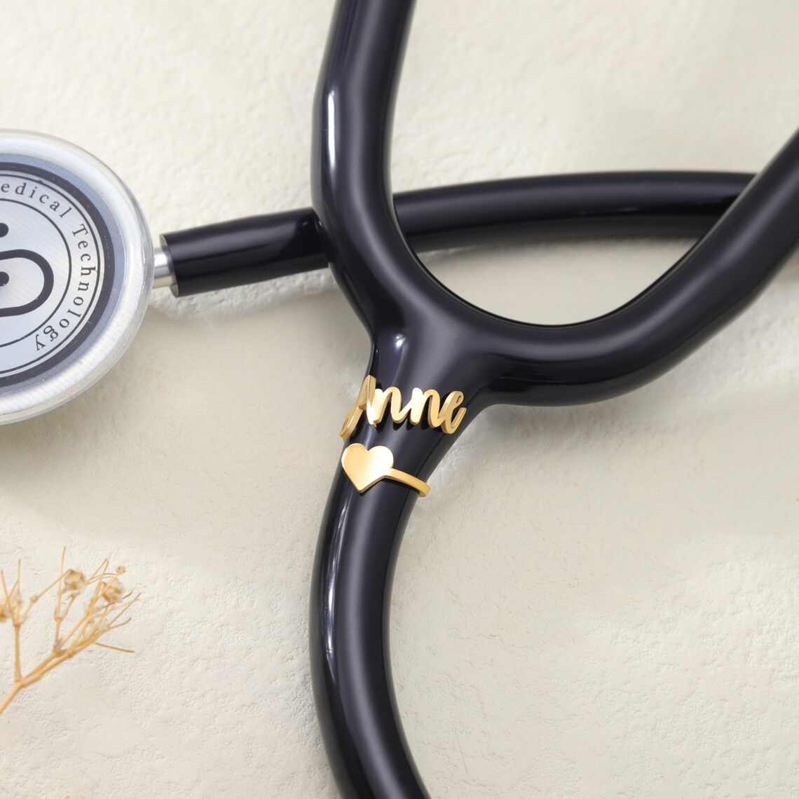 Stethoscope - Stetoskop Adı Etiketi Kişiselleştirilmiş Kalp Şeklinde
